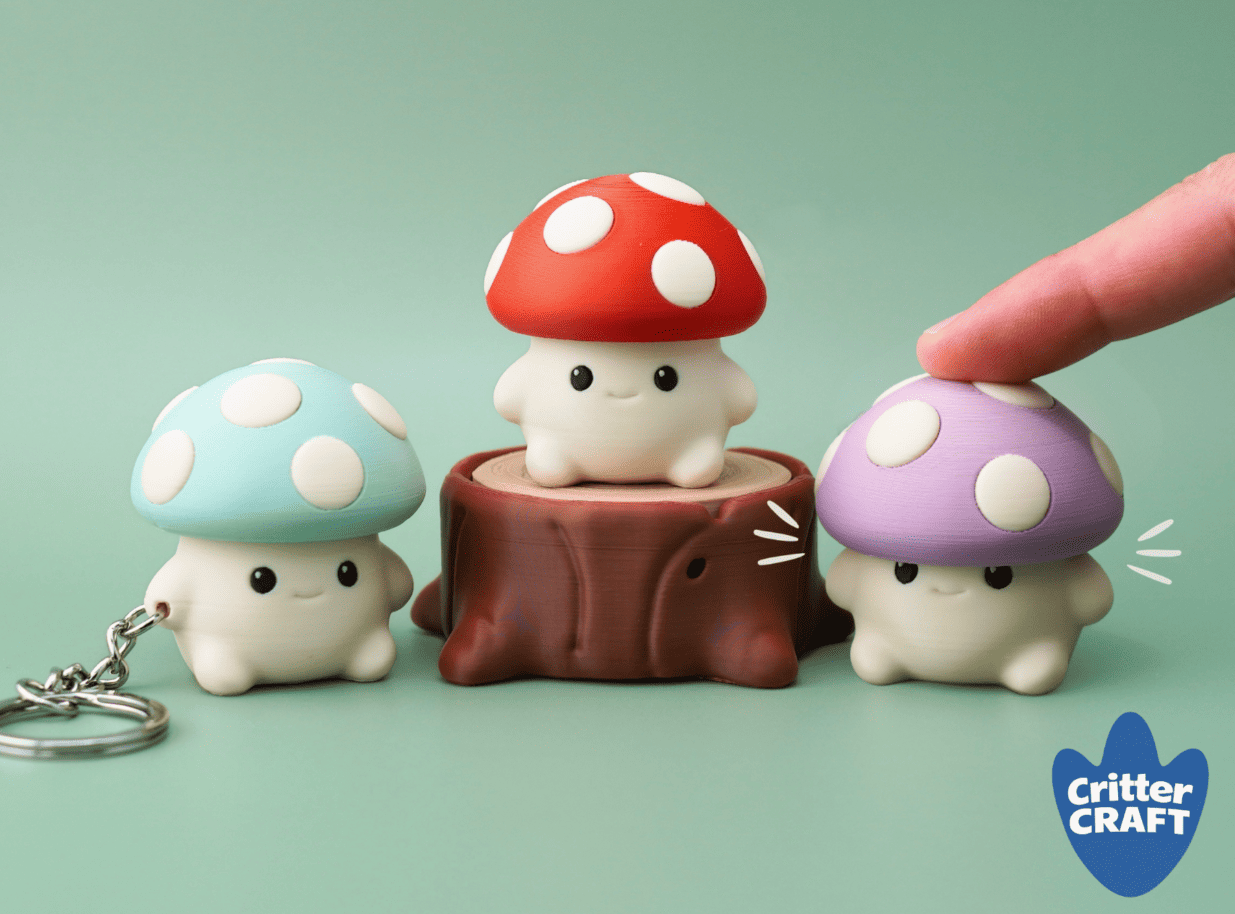 3d print cute little things for spring and summer_baby mushroom clicker fidget toy